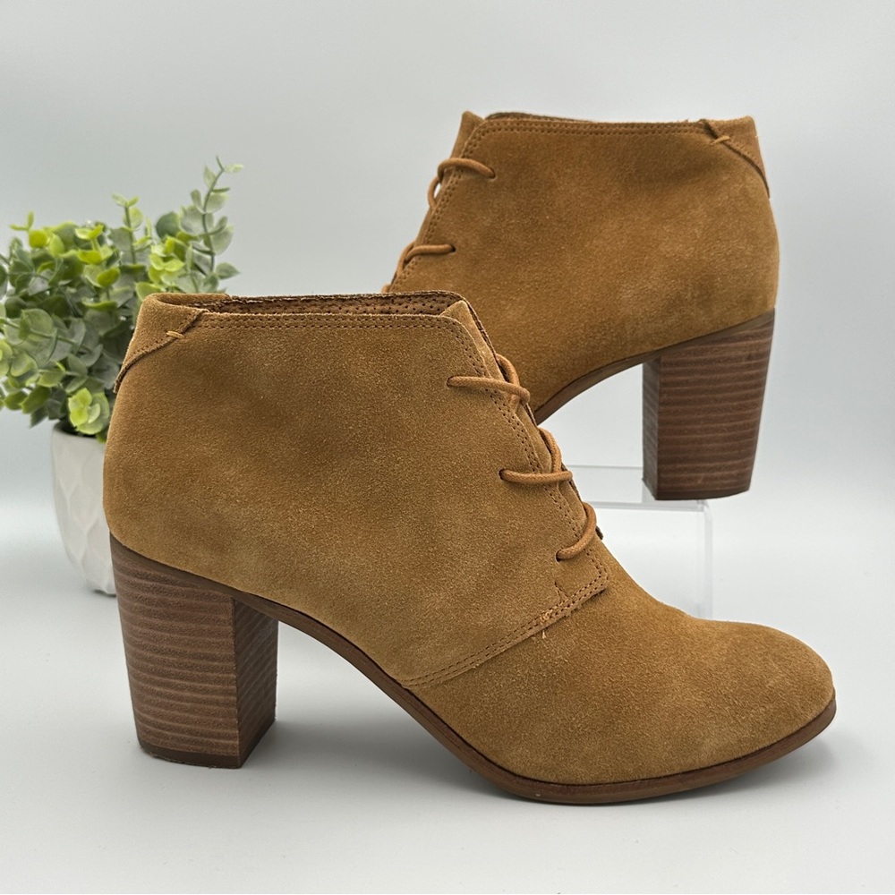 Tom's Women’s Suede Brown Lace Up Booties Size 11 - Picture 2 of 10